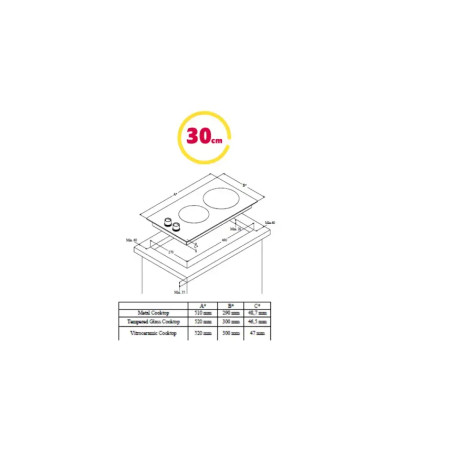 Simfer | Hob | H3.201.TGRSP | Gas on glass | Number of burners/cooking zones 2 | Rotary knobs | Black