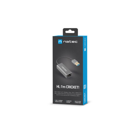 Natec Ethernet Adapter, Cricket USB 3.0, USB 3.0 to RJ45, Black | Natec | Ethernet Adapter Network Card | NNC-1924 Cricket USB 3