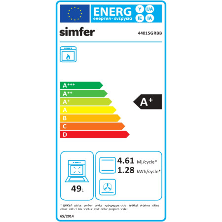 Simfer | Cooker | 4401SGRBB.1 | Hob type Gas | Oven type Gas | White | Width 50 cm | Depth 55 cm | 49 L