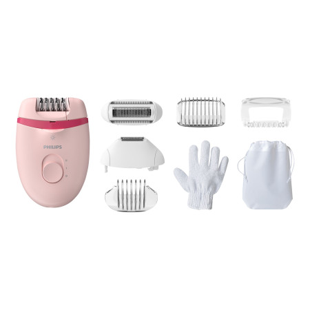 Philips | Corded Compact Epilator | BRE285/00 Satinelle Essential | White/Pink