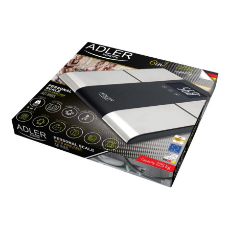 Adler | Bathroom scale with analyzer | AD 8165 | Maximum weight (capacity) 225 kg | Accuracy 100 g | Body Mass Index (BMI) measu