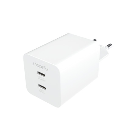 mophie Essentials Power Adapter Dual USB-C PD 50W EU White