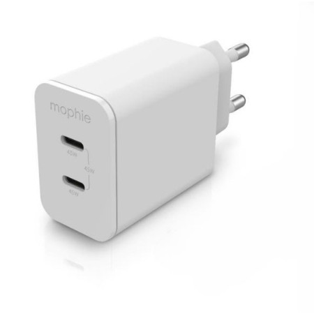 mophie Wall Adapter USB-C PD DUAL 45W GAN EU(2xUSBC) White