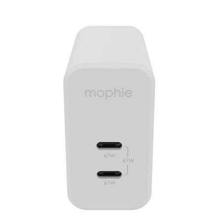 mophie Wall Adapter USB-C PD DUAL 67W GAN EU (2xUSBC) White