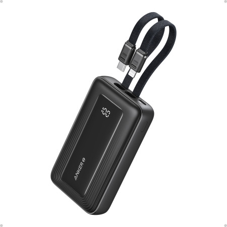 Anker | Power Bank | A1681G11 | 20000 mAh | USB-C 30W, Lightning 27W | Built-In USB-C and Lightning Cables | Black