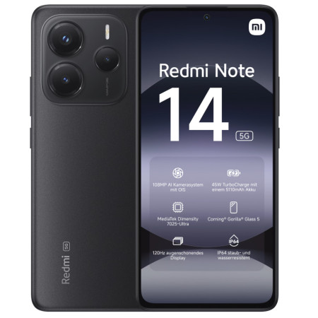 Xiaomi Redmi Note 14 | Midnight Black | 6.67 " | AMOLED | 1080 x 2400 pixels | Mediatek | Internal RAM 6 GB | 128 GB | Dual SIM 