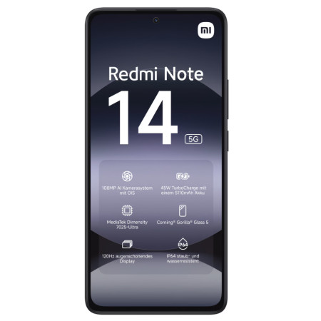 Xiaomi Redmi Note 14 | Midnight Black | 6.67 " | AMOLED | 1080 x 2400 pixels | Mediatek | Internal RAM 6 GB | 128 GB | Dual SIM 