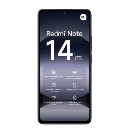 Xiaomi Redmi | Note 14 | Midnight Black | 6.67 " | AMOLED | 1080 x 2400 pixels | Mediatek | Dimensity | Internal RAM 8 GB | 256 