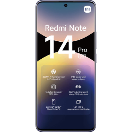 Xiaomi Redmi | Note 14 Pro | Lavender Purple | 6.67 " | AMOLED | 1220 x 2712 pixels | Mediatek | Internal RAM 8 GB | 256 GB | Du