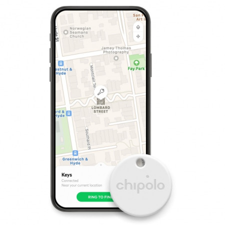 Chipolo ONE Bluetooth Item Finder, iOS and Android, White