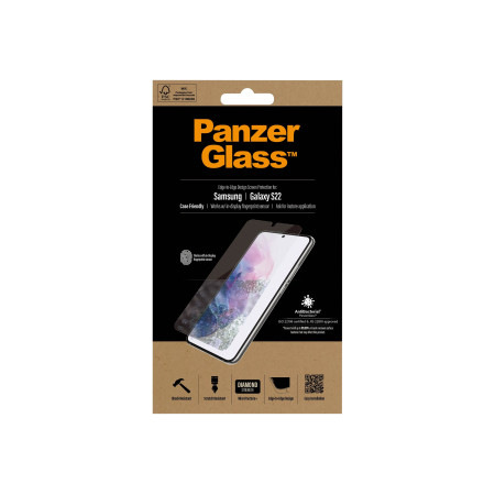 PanzerGlass | Samsung | Galaxy S22 | Tempered glass | Transparent | Case friendly. Compatible with ultrasonic fingerprint sensor