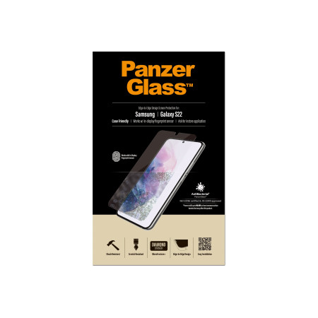 PanzerGlass | Samsung | Galaxy S22 | Tempered glass | Transparent | Case friendly. Compatible with ultrasonic fingerprint sensor