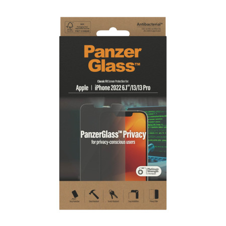 PanzerGlass | Screen protector | Apple | iPhone 14/13/13 Pro | Glass | Black | Classic Fit | Privacy