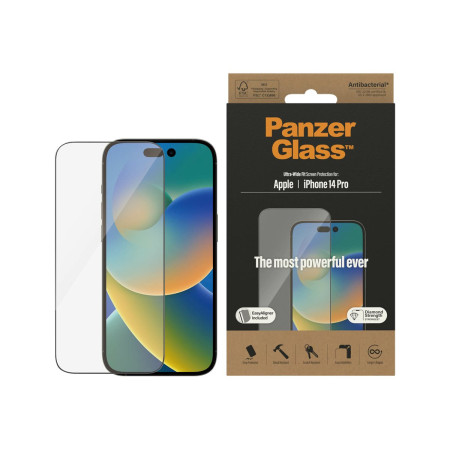 PanzerGlass | Screen protector | Apple | iPhone 14 Pro | Glass | Clear | Ultra-Wide Fit Easy installation Fingerprint resistant