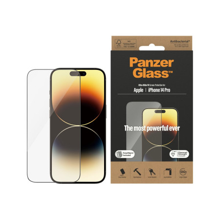 PanzerGlass | Screen protector | Apple | iPhone 14 Pro | Glass | Clear | Ultra-Wide Fit Easy installation Fingerprint resistant