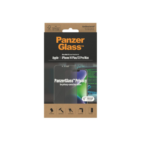 PanzerGlass | Screen protector | Apple | iPhone 14 Plus/13 Pro Max | Glass | Black | Ultra-Wide Fit | Privacy