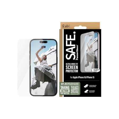 PanzerGlass Screen protector | Apple | iPhone 16 | Glass | Transparent | Ultra-Wide Fit