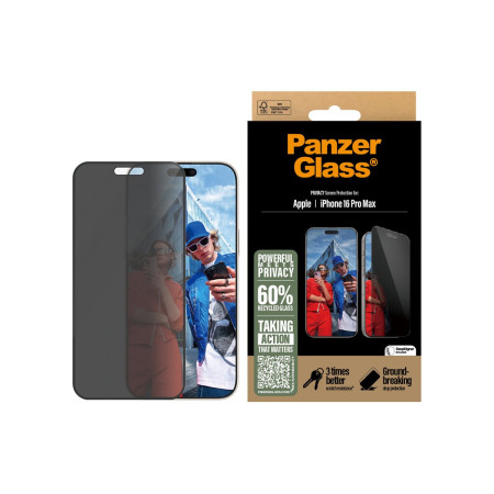 PanzerGlass Screen protector | Apple | iPhone 16 Pro Max | Glass | Black | Ultra-Wide Fit