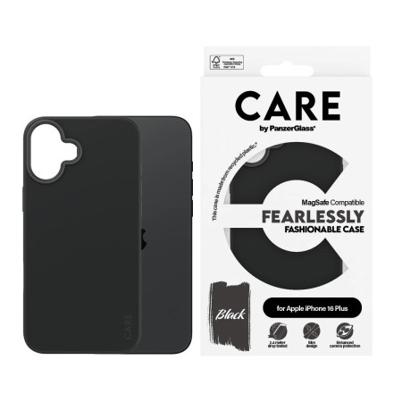 CARE by PanzerGlass Case Fashion | Back protection | Apple | iPhone 16 Plus | Recycled plastic | Black | MagSafe