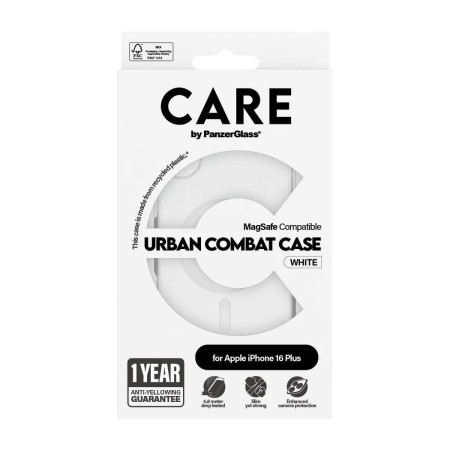 CARE by PanzerGlass Case Flagship | Back protection | Apple | iPhone 16 Plus | Recycled plastic | White | MagSafe