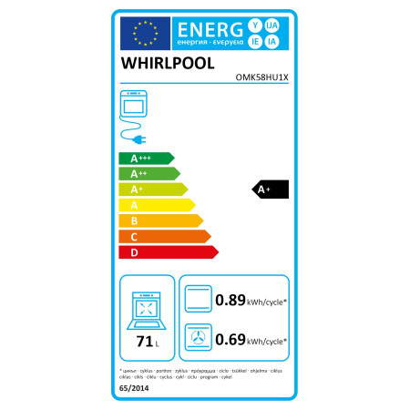 Whirlpool Oven | OMK58HU1X | 71 L | Electric | Hydrolytic | Electronic | Convection | Height 59.5 cm | Width 59.5 cm | Stainless