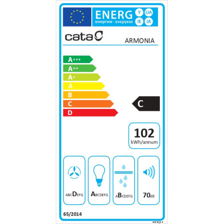 CATA | Hood | ARMONIA 45 X | Canopy | Energy efficiency class C | Width 44.8 cm | 645 m /h | Mechanical | LED | Stainless steel