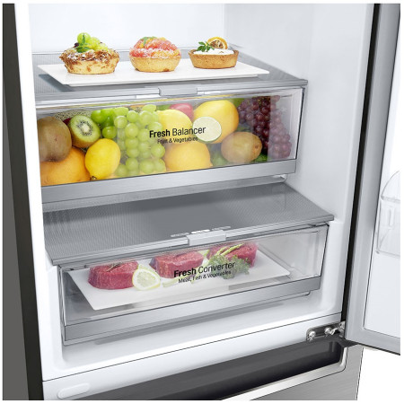 LG | Refrigerator | GBB71PZDMN | Energy efficiency class E | Free standing | Combi | Height 186 cm | No Frost system | Fridge ne