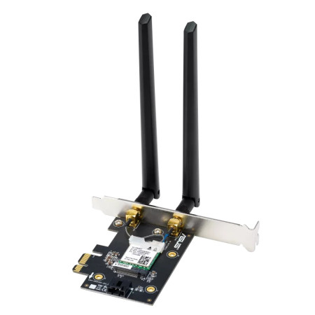 Asus WiFi 7 PCI-E Adapter with 2 external antennas | PCE-BE6500 | 802.11be | Mesh Support No | MU-MiMO No | No mobile broadband