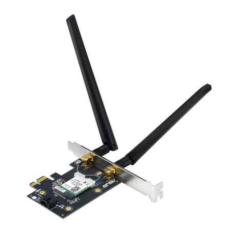 Asus WiFi 7 PCI-E Adapter with 2 external antennas | PCE-BE6500 | 802.11be | Mesh Support No | MU-MiMO No | No mobile broadband