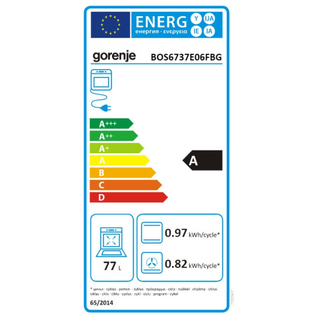 Gorenje | Oven | BOS6737E06FBG | 77 L | Multifunctional | EcoClean | Mechanical control | Steam function | Convection | Height 5