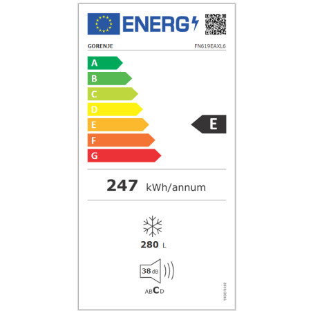 Gorenje Freezer | FN619EAXL6 | Energy efficiency class E | Upright | Free standing | Height 185 cm | Total net capacity 280 L | 