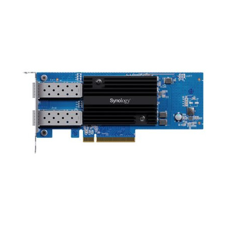 Synology E25G30-F2 Dual-port 25GbE SFP28 add-in card designed to accelerate bandwidth-intensive workflows | Synology E25G30-F2 |