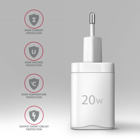 AXAGON Wallcharger 2x port (USB-A + USB-C), 20W | ACU-PQ20W