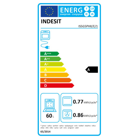 INDESIT Cooker | IS5G5PHX/E/1 | Hob type Gas | Oven type Electric | Stainless steel | Width 50 cm | Grilling | Depth 60 cm | 60 